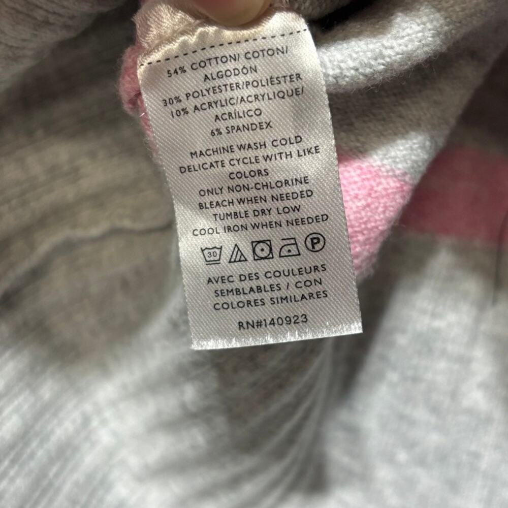 LOFT Women's Medium Stripe Pullover Boatneck Sweater Gray Pink Burgundy - Picture 6 of 10